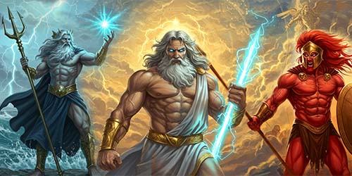 Deuses da mitologia grega, Zeus, Pseidon, Hades, Apolo, Hermes, Ares...
